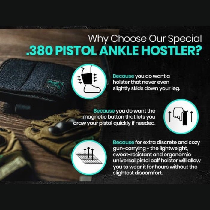 LPV® Ankle Holster for Concealed Carry, Super Strong Velcro, Perfect for 380's - LPV HOLSTERS